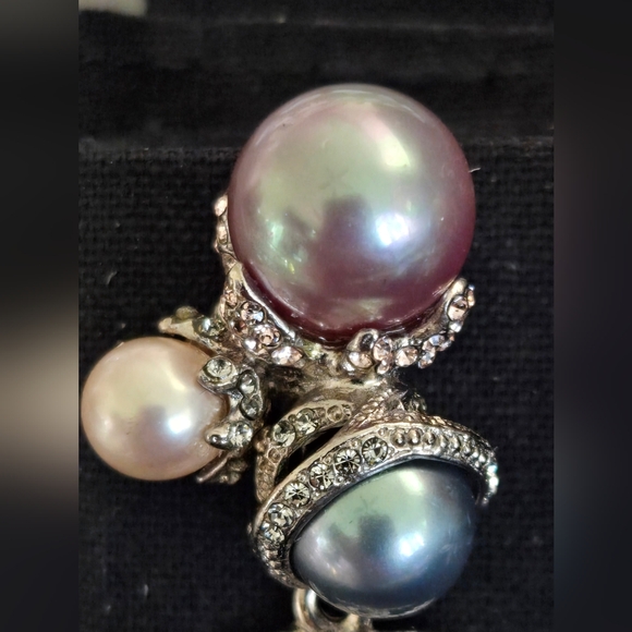 Chanel 2013 Spring Palladium Multicolor Strass and Faux Pearl Drop CC Earrings - Picture 5 of 12